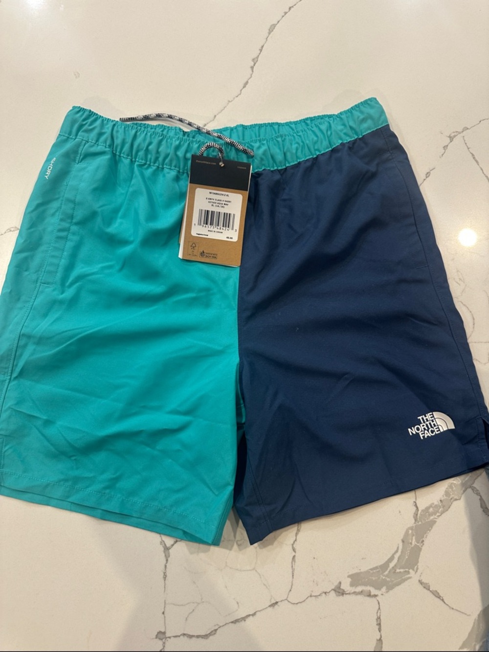 The North Face Teal & Navy Split-Panel Swim Shorts
